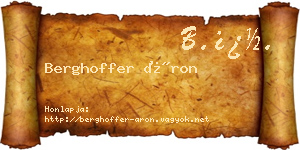 Berghoffer Áron névjegykártya